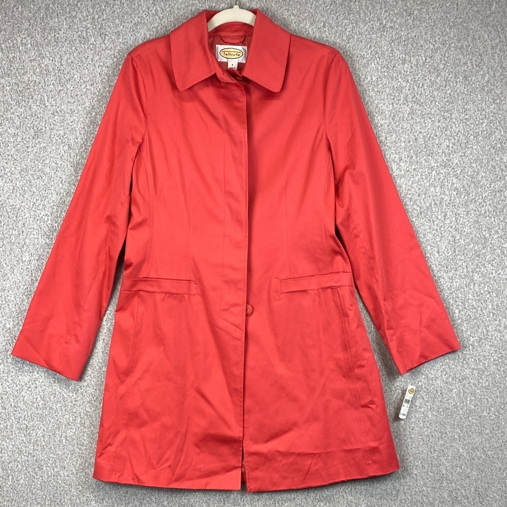 Talbots rain coat S salmon pink long career elegant preppy sophisticated